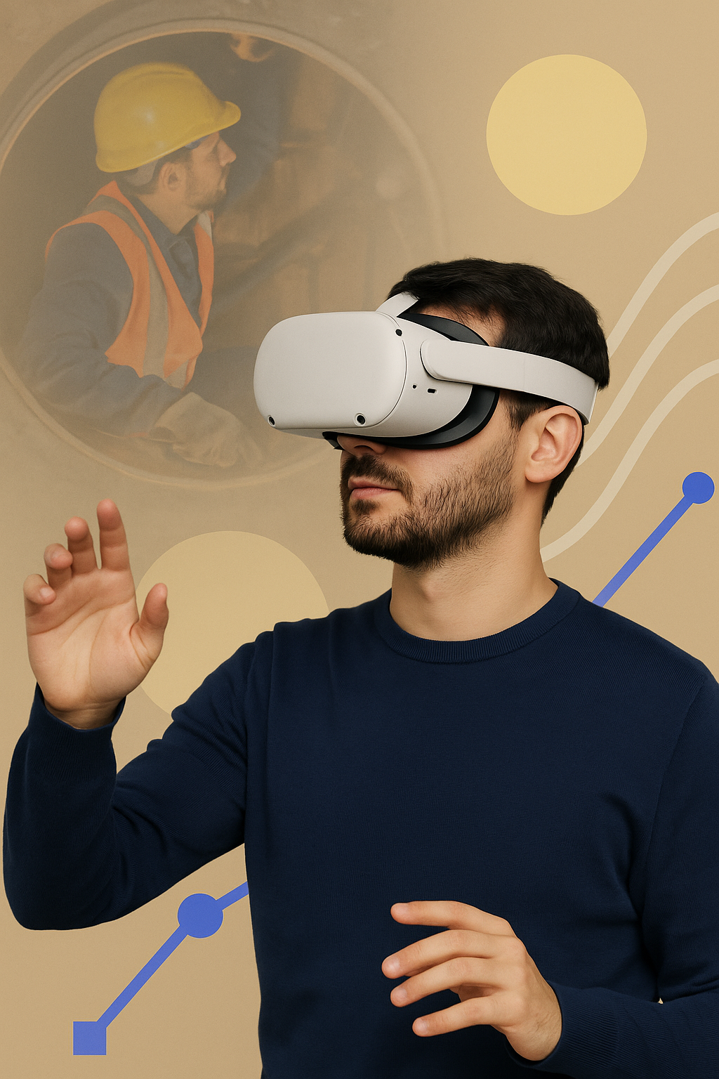 A render of three white cylindrical columns, against a warm creme background